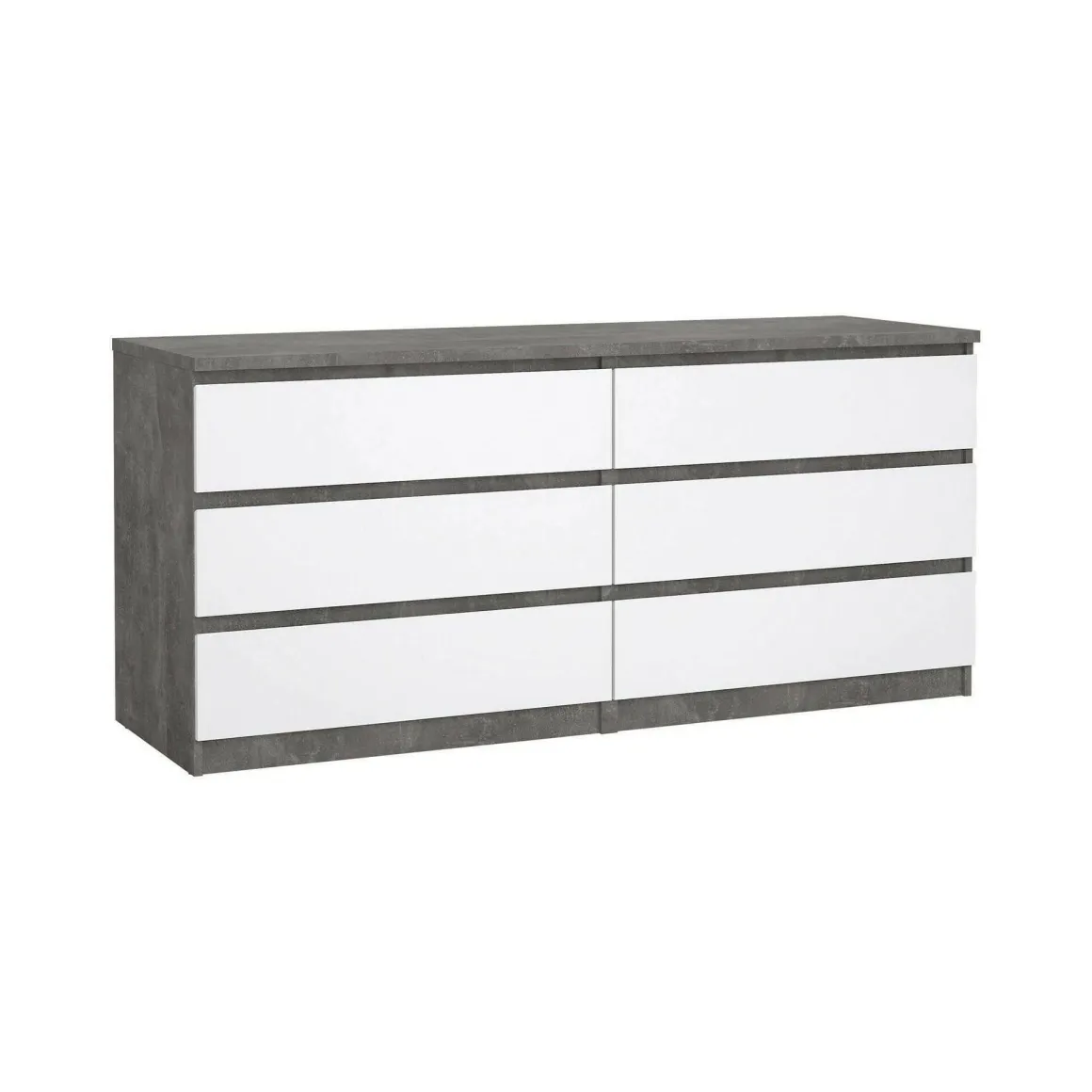 Credenza cemento e bianco lucida 153x50x70h cm 6 cassetti - Abacadabra