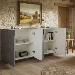 Credenza cemento 162x44x86h cm 4 ante - Augusto