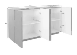 Credenza cemento 162x44x86h cm 4 ante - Augusto