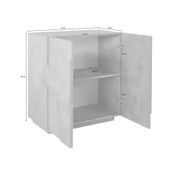 Cucina|Madie > Dmora Credenza cemento 81x44x86h cm 2 ante - Arli Grigio Cemento