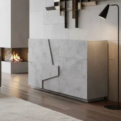 Cucina|Salotto > Dmora Credenza cemento 142x44x86h cm 2 ante e 3 cassetti - Aydee Grigio Cemento