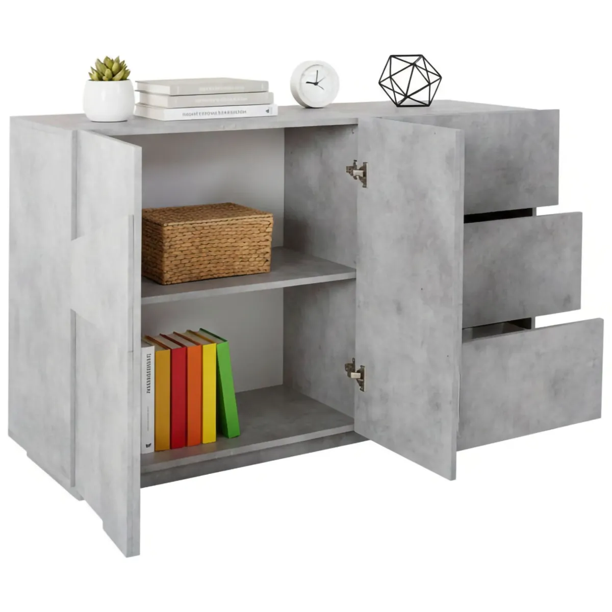 Cucina|Salotto > Dmora Credenza cemento 142x44x86h cm 2 ante e 3 cassetti - Aydee Grigio Cemento