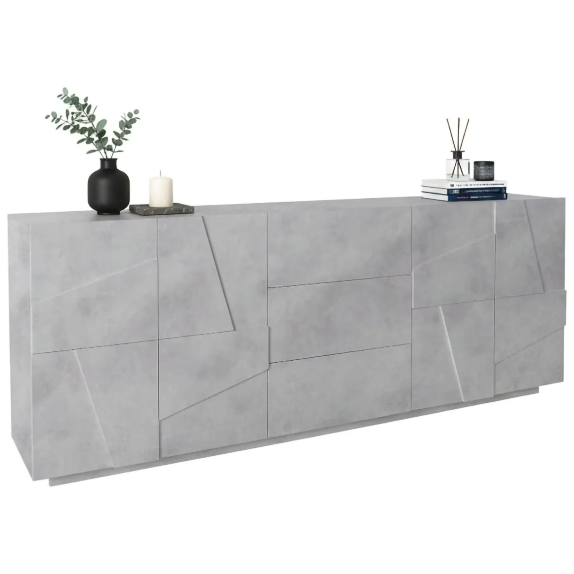 Credenza cemento 224x44x86h cm 4 ante e 3 cassetti - Zeus