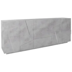 Credenza cemento 224x44x86h cm 4 ante e 3 cassetti - Zeus