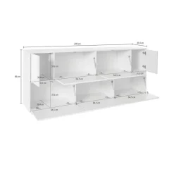 Cucina|Salotto > Dmora Credenza Clinoumite, cm 200x41h86, Antracite lucido Nero Antracite