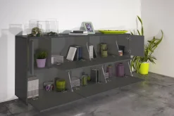 Cucina|Salotto > Dmora Credenza Clinoumite, cm 200x41h86, Antracite lucido Nero Antracite
