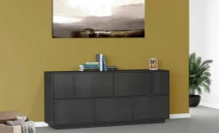 Cucina|Salotto > Dmora Credenza Clinoumite, cm 200x41h86, Antracite lucido Nero Antracite