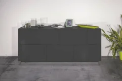 Cucina|Salotto > Dmora Credenza Clinoumite, cm 200x41h86, Antracite lucido Nero Antracite