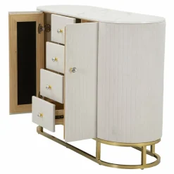 Madie|Credenze > Dmora Credenza crema e bianca 120x40x85h cm 2 ante e 4 cassetti - Lodovico Bianco, Bianco Crema