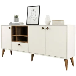 Credenza crema 180x35x81h cm 3 ante e 1 cassetto - Lucertola