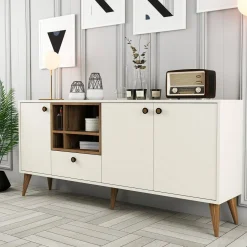 Credenza crema 180x35x81h cm 3 ante e 1 cassetto - Lucertola