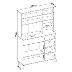 Credenza cucina bianca e rovere 120x40x191h cm 4 ante e 1 cassetto - Aeris
