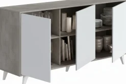 Credenza grigia chiaro e bianca porta piatti 153x39x72h cm 3 ante - Annina