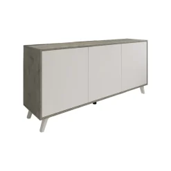 Credenza grigia chiaro e bianca porta piatti 153x39x72h cm 3 ante - Annina