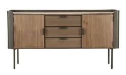 Madie|Credenze > Dmora Credenza grigia e marrone 145x47x76h cm 2 ante e 3 cassetti - Jones Marrone, Grigio