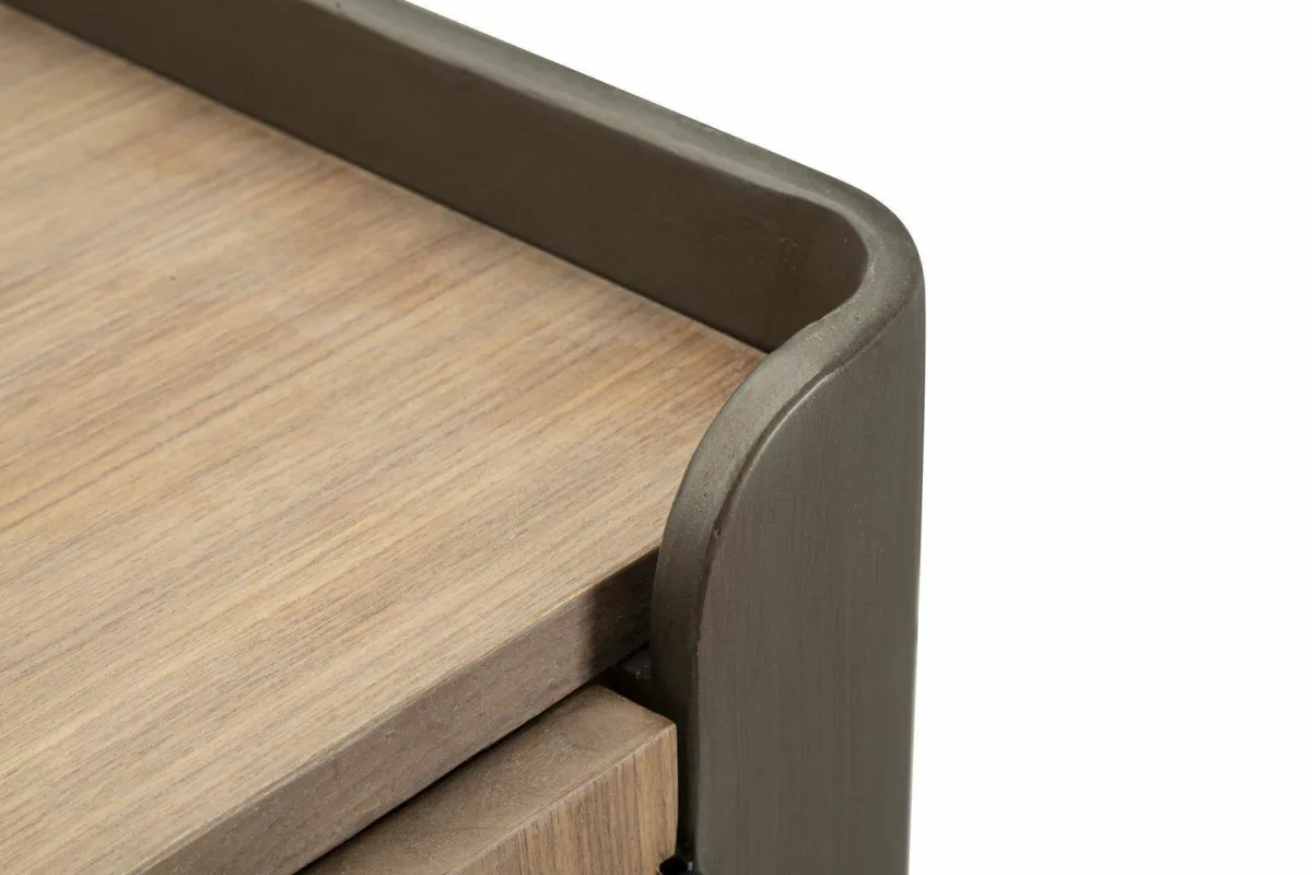 Madie|Credenze > Dmora Credenza grigia e marrone 145x47x76h cm 2 ante e 3 cassetti - Jones Marrone, Grigio