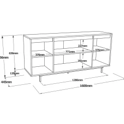 Credenza grigia e nera 160x44x75h cm 4 ante - Kay