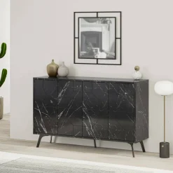 Madie|Credenze > Dmora Credenza grigia 123x35x77h cm 6 ante - Earl Grigio