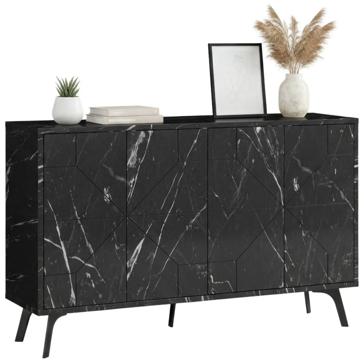 Madie|Credenze > Dmora Credenza grigia 123x35x77h cm 6 ante - Earl Grigio
