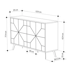 Madie|Credenze > Dmora Credenza grigia 123x35x77h cm 6 ante - Earl Grigio