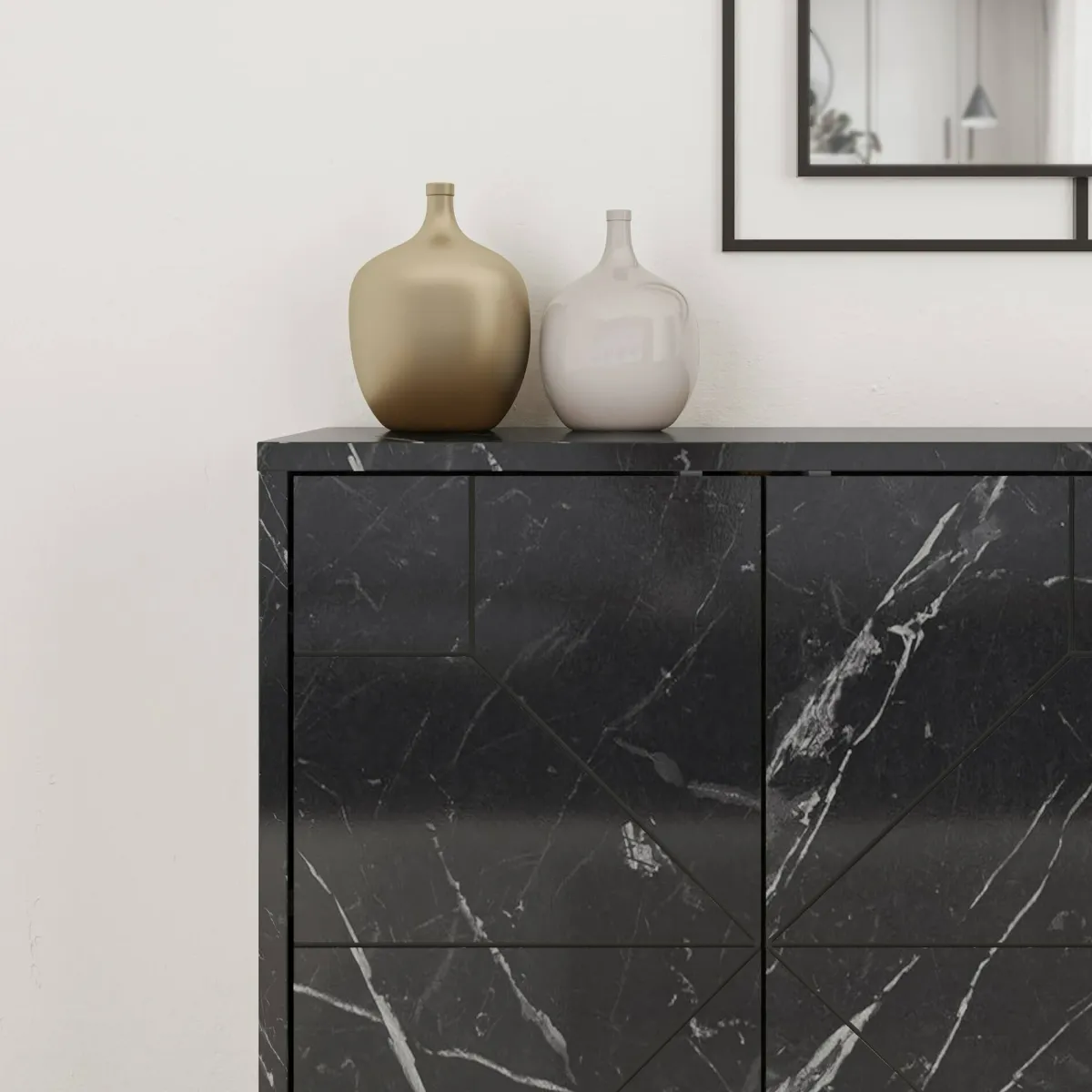 Madie|Credenze > Dmora Credenza grigia 123x35x77h cm 6 ante - Earl Grigio