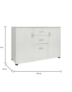 Credenza grigia 120x40x82h cm 3 ante e 2 cassetti - Apocalypse