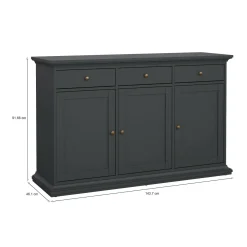 Madie|Credenze > Dmora Credenza grigia 147x39x81h cm 2 ante e 3 cassetti - Erina Grigio