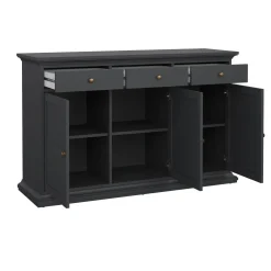 Madie|Credenze > Dmora Credenza grigia 147x39x81h cm 2 ante e 3 cassetti - Erina Grigio