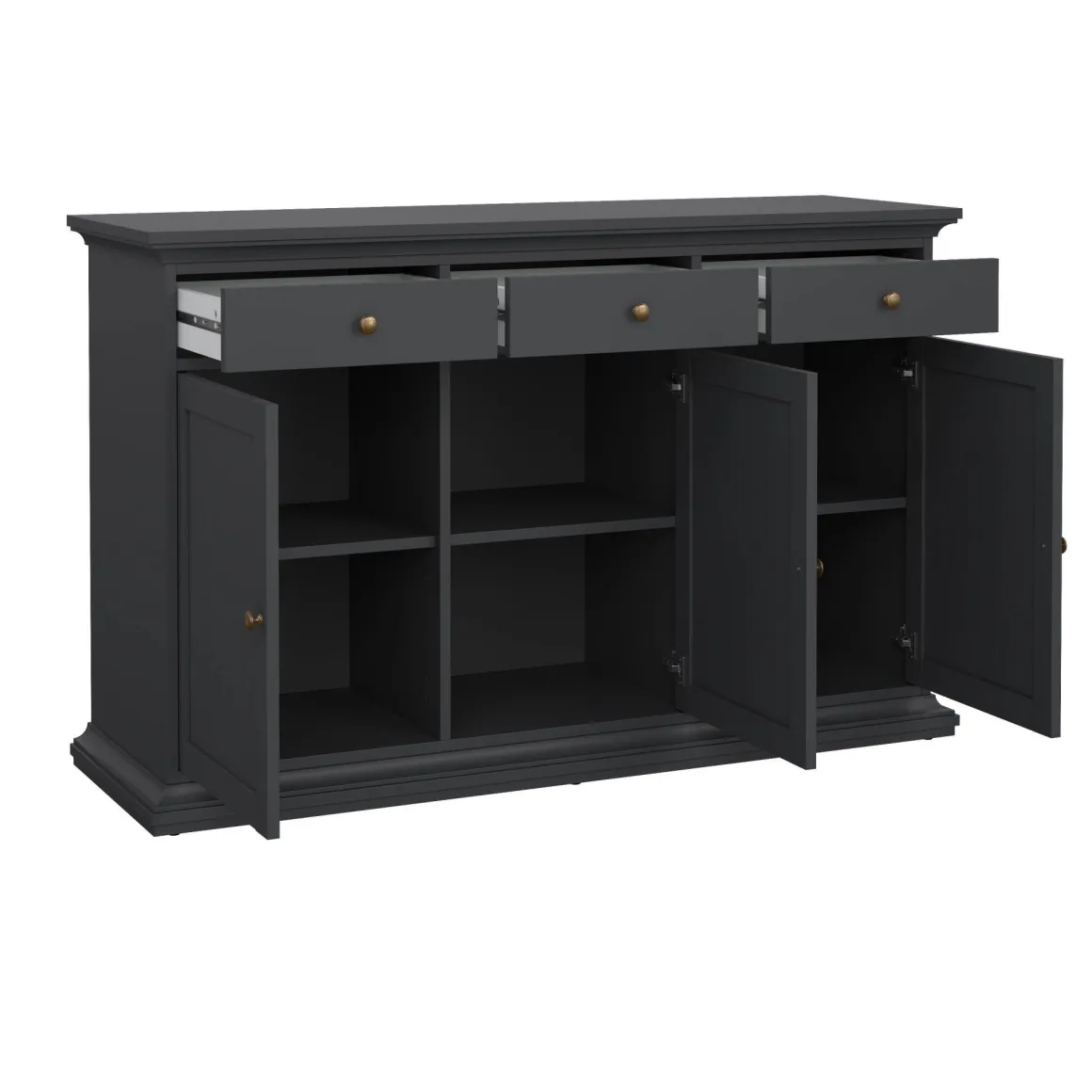 Madie|Credenze > Dmora Credenza grigia 147x39x81h cm 2 ante e 3 cassetti - Erina Grigio