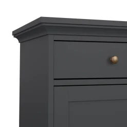 Madie|Credenze > Dmora Credenza grigia 147x39x81h cm 2 ante e 3 cassetti - Erina Grigio