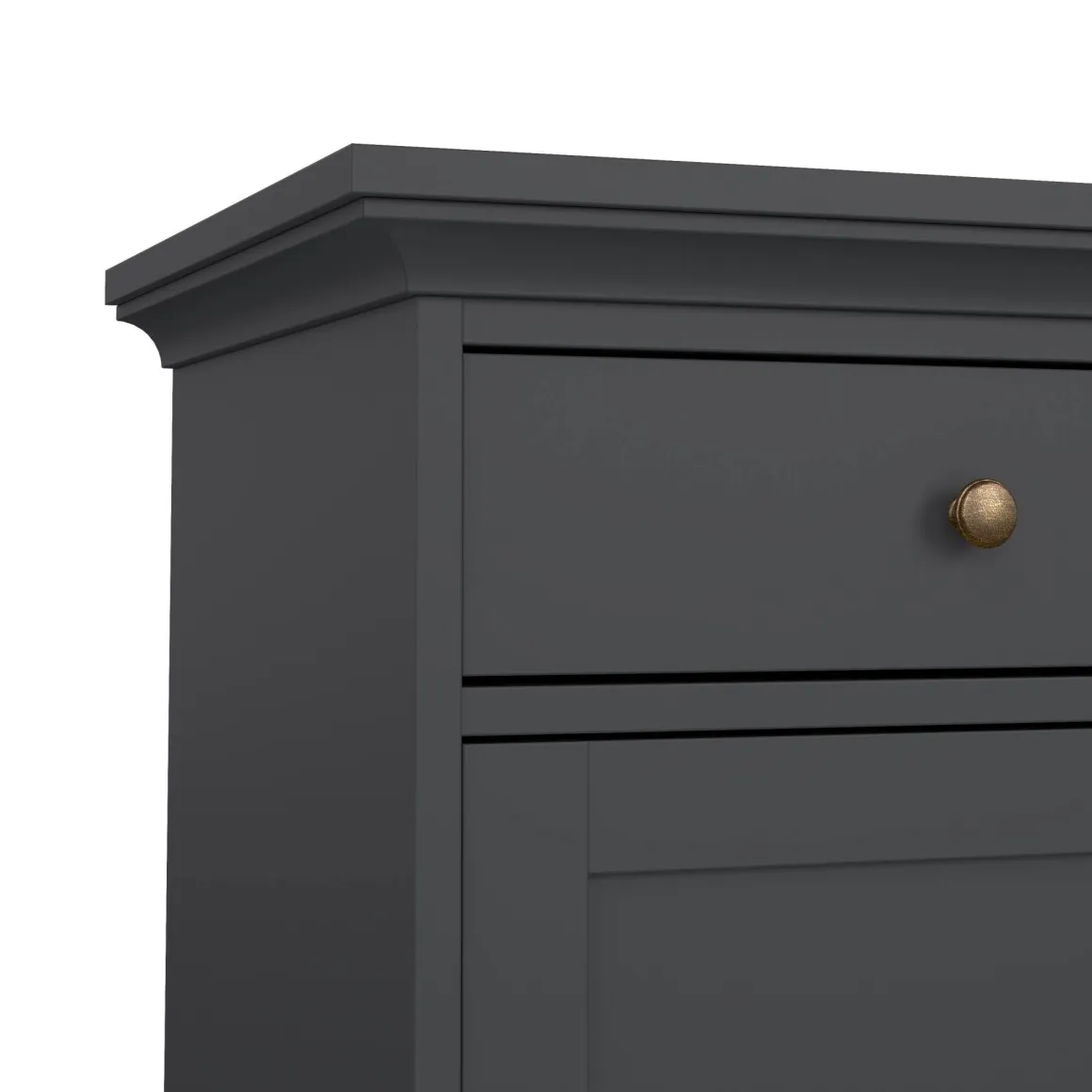 Madie|Credenze > Dmora Credenza grigia 147x39x81h cm 2 ante e 3 cassetti - Erina Grigio
