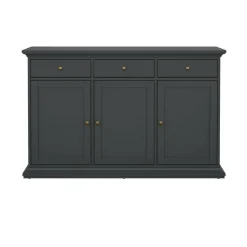 Madie|Credenze > Dmora Credenza grigia 147x39x81h cm 2 ante e 3 cassetti - Erina Grigio