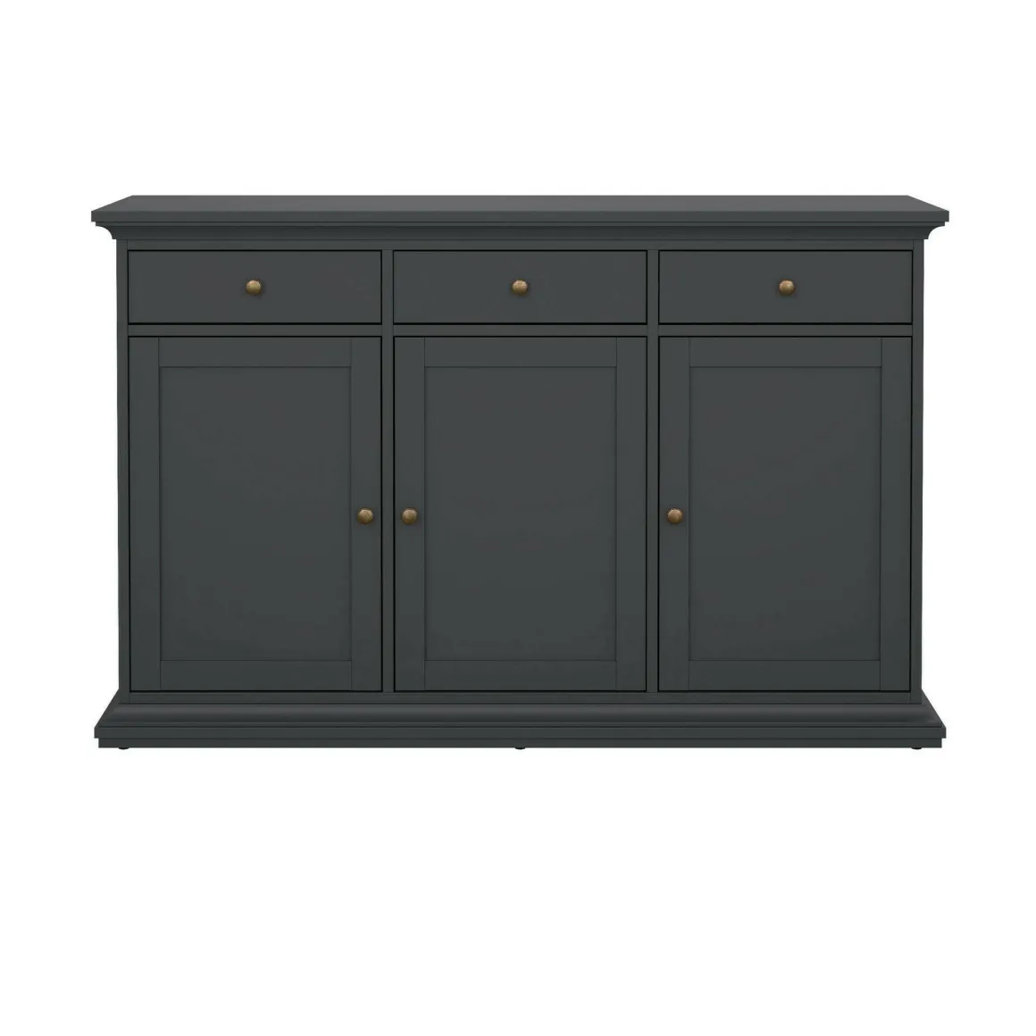 Madie|Credenze > Dmora Credenza grigia 147x39x81h cm 2 ante e 3 cassetti - Erina Grigio