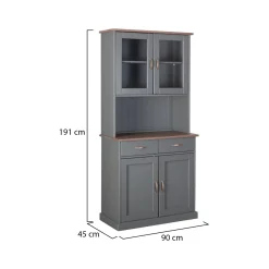 Madie|Credenze > Dmora Credenza Grigio 3 Cassetti 2 Ripiani 131x45x86h cm, Apertura Battente - Silius Marrone Noce, Grigio
