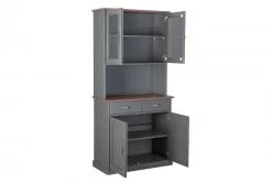 Madie|Credenze > Dmora Credenza Grigio 3 Cassetti 2 Ripiani 131x45x86h cm, Apertura Battente - Silius Marrone Noce, Grigio