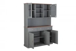 Credenza Grigio 3 Cassetti 6 Ripiani 131x45x191h cm, Apertura Battente, Scorrevole - Castana