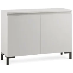 Credenze > Dmora Credenza Grigio Chiaro Nero 2 Ripiani Apertura Battente 100x37x75h cm, 2 Ante Made in Italy - Mimakasa Nero, Grigio Chiaro