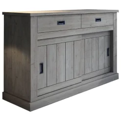 Madie|Credenze > Dmora Credenza 2 Ripiani 2 Cassetti 138x50x95h cm, 2 Ante - Lupara Grigio Rovere Grigio
