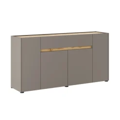 Credenza Grigio Tortora Marrone Quercia 3 Ripiani un Cassetto 170x40x85h cm, 4 Ante - Cirimido