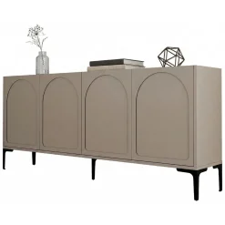 Madie > Dmora Credenza Grigio Tortora Nero 2 Ripiani 4 Vani 180x35x79h cm, 4 Ante - Torno Nero, Grigio Tortora