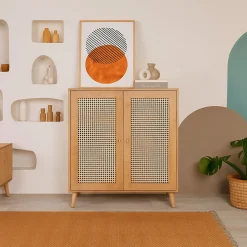 Credenza legno chiaro 90x40x110h cm 2 ante - Diodata
