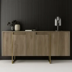 Credenza legno e oro 160x35x80h cm 4 ante - Arta