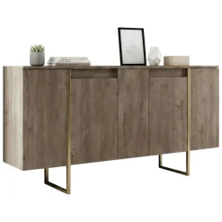 Credenza legno e oro 160x35x80h cm 4 ante - Arta
