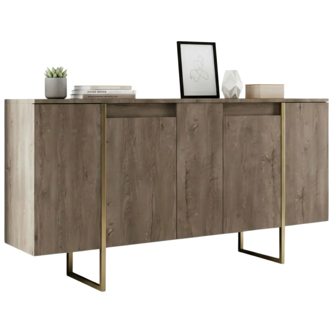 Credenza legno e oro 160x35x80h cm 4 ante - Arta