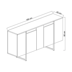 Credenza legno e oro 160x35x80h cm 4 ante - Arta