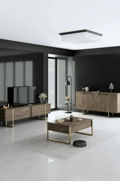 Credenza legno e oro 160x35x80h cm 4 ante - Arta