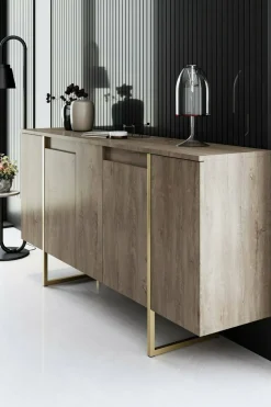 Credenza legno e oro 160x35x80h cm 4 ante - Arta