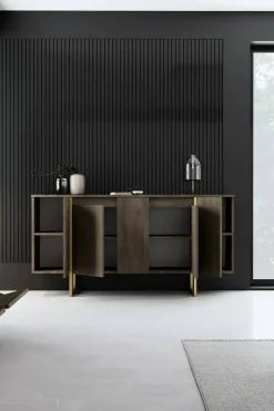 Credenza legno e oro 160x35x80h cm 4 ante - Arta
