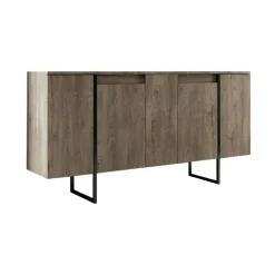 Cucina|Madie > Dmora Credenza legno scuro e nera 160x35x80h cm 4 ante - Arta Nero, Marrone Noce