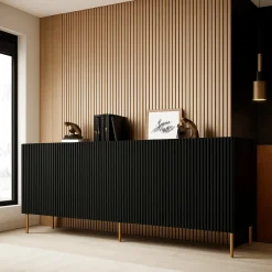 Credenza Londa, 200x42 h82 cm, Nero